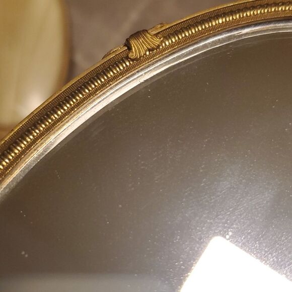 RARE Vintage Brass Beveled Hand Mirror&Brush - Picture 16 of 16